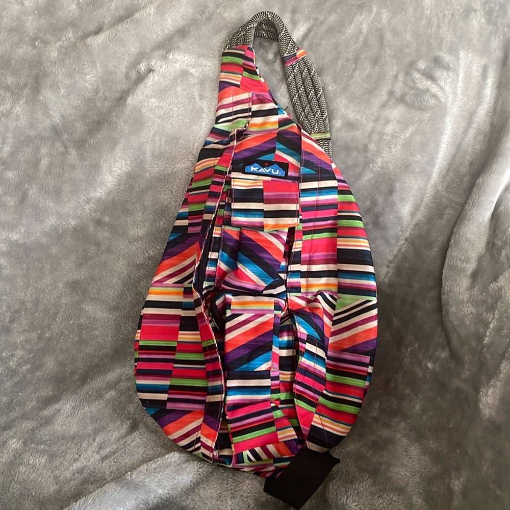 Large colorful striped Kavu sling bag